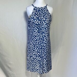 Casual Blue and White Patterned Dress